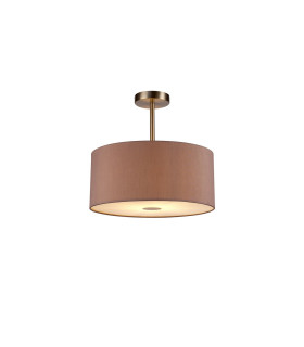 Baymont Satin Nickel E27 Semi Flush With 40cm x 18cm Dual Faux Silk Shade Taupe/Halo Gold-1