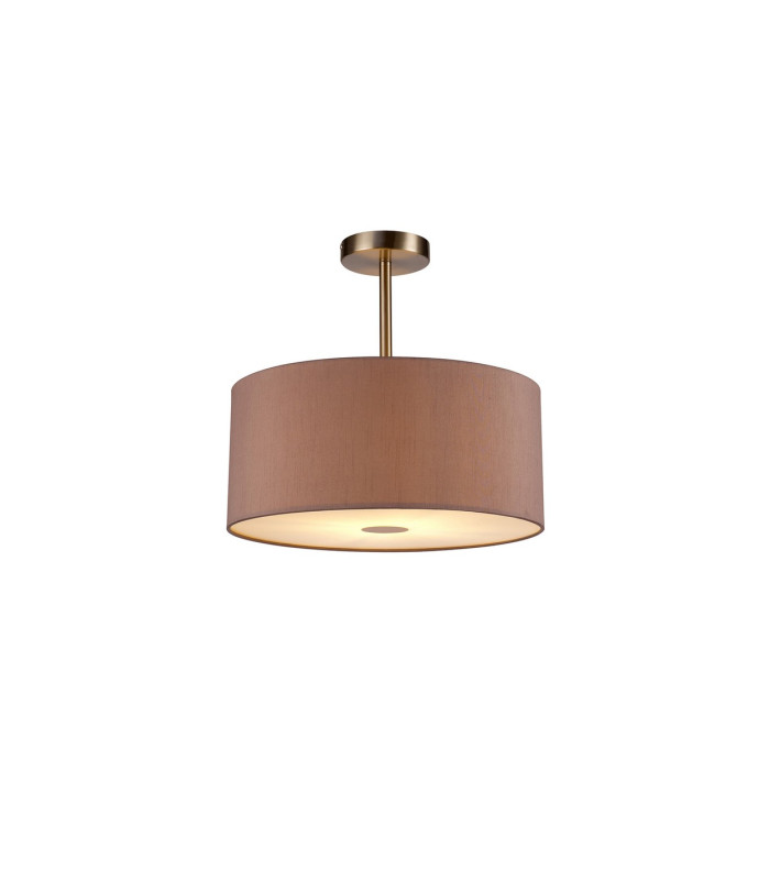 Baymont Satin Nickel E27 Semi Flush With 40cm x 18cm Dual Faux Silk Shade Taupe/Halo Gold-1