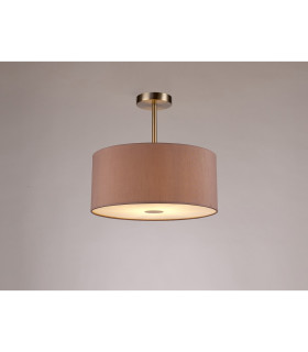 Baymont Satin Nickel E27 Semi Flush With 40cm x 18cm Dual Faux Silk Shade Taupe/Halo Gold-2