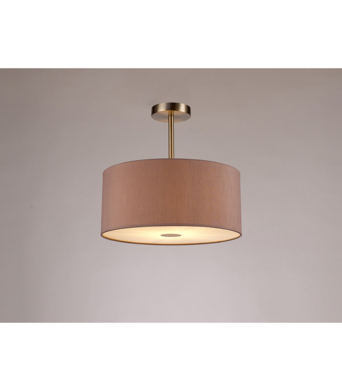 Baymont Satin Nickel E27 Semi Flush With 40cm x 18cm Dual Faux Silk Shade Taupe/Halo Gold-2