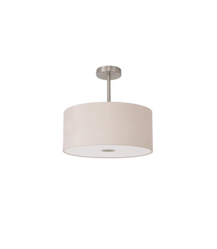 Baymont Satin Nickel E27 Semi Flush With 40cm x 18cm Dual Faux Silk Shade Nude Beige/Moonlight-4