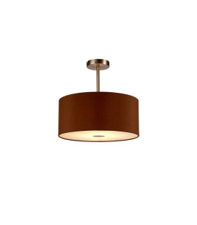 Baymont Satin Nickel E27 Semi Flush With 40cm x 18cm Dual Faux Silk Shade Raw Cocoa/Grecian Bronze-1