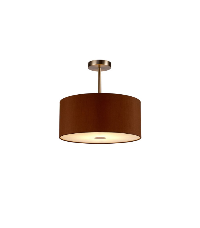 Baymont Satin Nickel E27 Semi Flush With 40cm x 18cm Dual Faux Silk Shade Raw Cocoa/Grecian Bronze-1