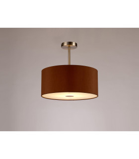 Baymont Satin Nickel E27 Semi Flush With 40cm x 18cm Dual Faux Silk Shade Raw Cocoa/Grecian Bronze-2
