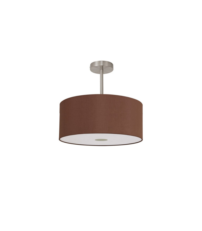 Baymont Satin Nickel E27 Semi Flush With 40cm x 18cm Dual Faux Silk Shade Raw Cocoa/Grecian Bronze-4