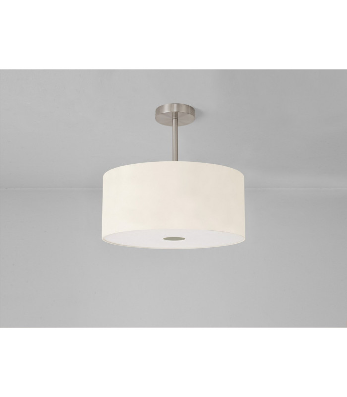 Baymont Satin Nickel E27 Semi Flush With 40cm x 18cm Faux Silk Shade Ivory Pearl/White Laminate-13
