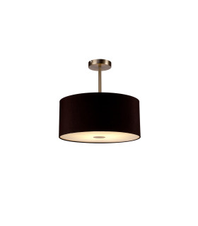 Baymont Satin Nickel E27 Semi Flush With 40cm x 18cm Dual Faux Silk Shade Black/Green Olive-1