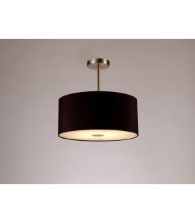 Baymont Satin Nickel E27 Semi Flush With 40cm x 18cm Dual Faux Silk Shade Black/Green Olive-2