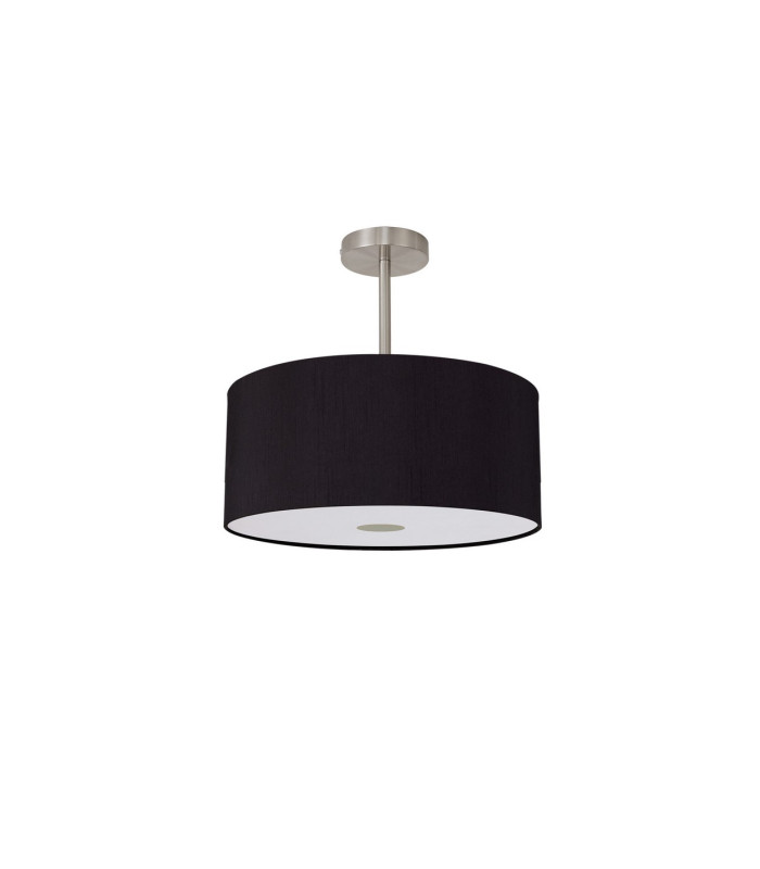 Baymont Satin Nickel E27 Semi Flush With 40cm x 18cm Dual Faux Silk Shade Black/Green Olive-4