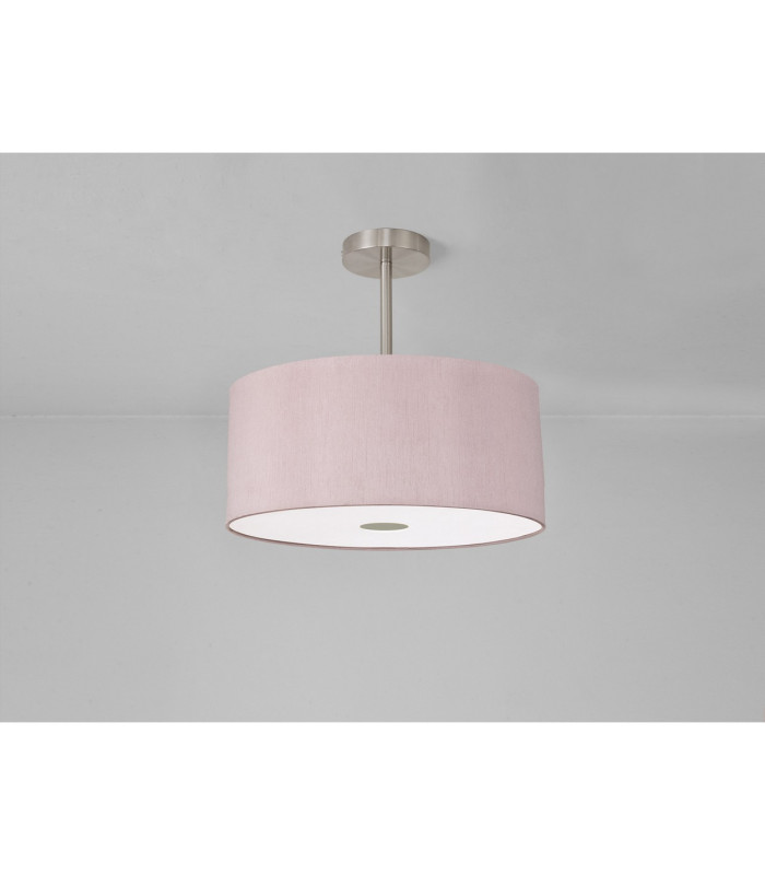 Baymont Satin Nickel E27 Semi Flush With 40cm x 18cm Dual Faux Silk Shade Taupe/Halo Gold-13