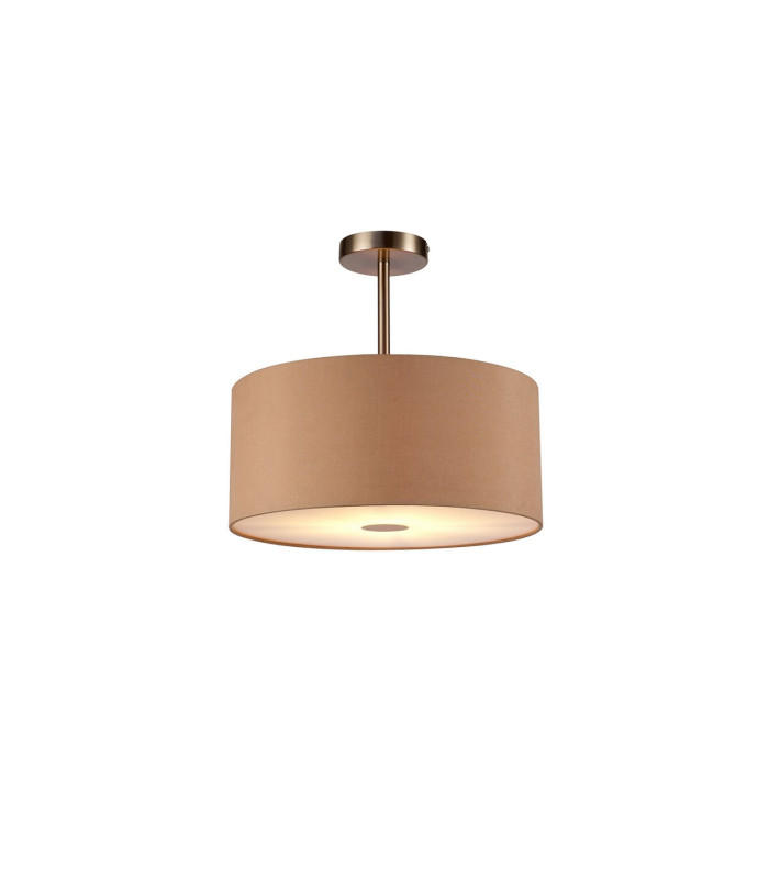 Baymont Satin Nickel E27 Semi Flush With 40cm x 18cm Dual Faux Silk Shade Antique Gold/Ruby-1