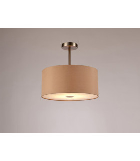 Baymont Satin Nickel E27 Semi Flush With 40cm x 18cm Dual Faux Silk Shade Antique Gold/Ruby-2