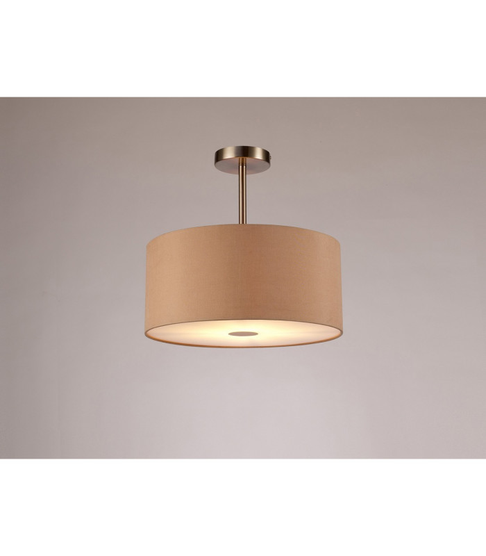Baymont Satin Nickel E27 Semi Flush With 40cm x 18cm Dual Faux Silk Shade Antique Gold/Ruby-2