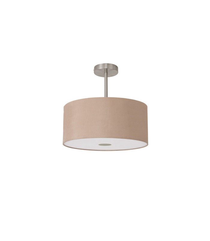 Baymont Satin Nickel E27 Semi Flush With 40cm x 18cm Dual Faux Silk Shade Antique Gold/Ruby-4