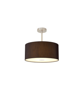 Baymont Satin Nickel E27 Semi Flush With 40cm x 18cm Faux Silk Shade Black/White Laminate-1