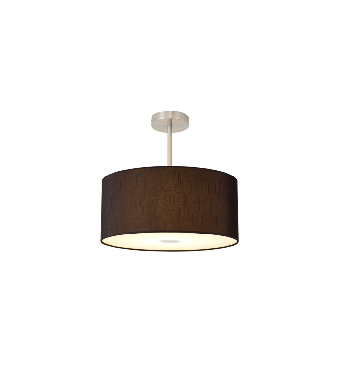 Baymont Satin Nickel E27 Semi Flush With 40cm x 18cm Faux Silk Shade Black/White Laminate-1
