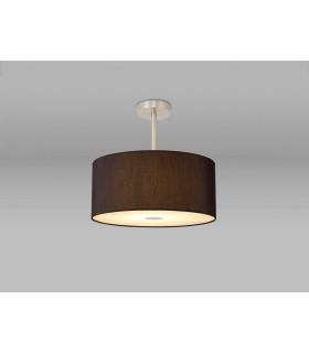 Baymont Satin Nickel E27 Semi Flush With 40cm x 18cm Faux Silk Shade Black/White Laminate-2