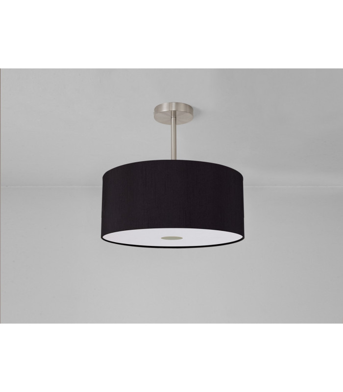 Baymont Satin Nickel E27 Semi Flush With 40cm x 18cm Dual Faux Silk Shade Black/Green Olive-13