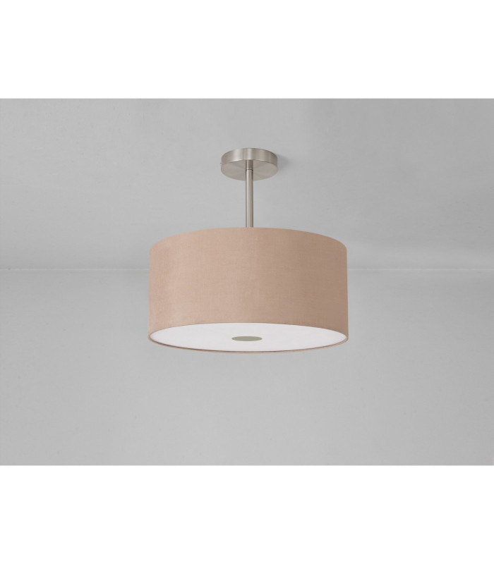 Baymont Satin Nickel E27 Semi Flush With 40cm x 18cm Dual Faux Silk Shade Antique Gold/Ruby-13