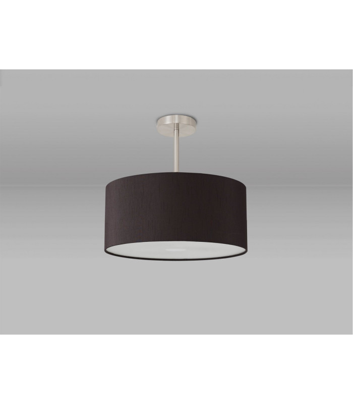 Baymont Satin Nickel E27 Semi Flush With 40cm x 18cm Faux Silk Shade Black/White Laminate-13