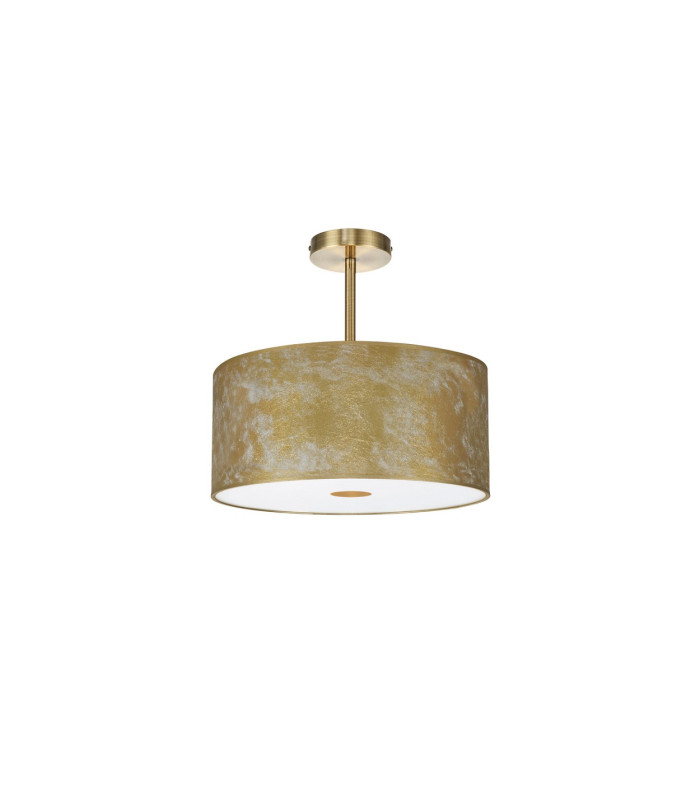 Baymont Antique Brass E27 Semi Flush Fixture With 40cm x 18cm Gold Leaf Shade With Frosted/AB Acrylic Diffuser-4