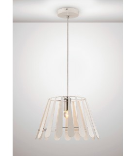 Ceiling Pendant 1 Light E27 White, Polished Chrome - 2