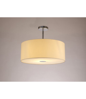 Baymont Polished Chrome E27 Semi Flush With 50cm x 20cm Faux Silk Shade Ivory Pearl/White Laminate-2