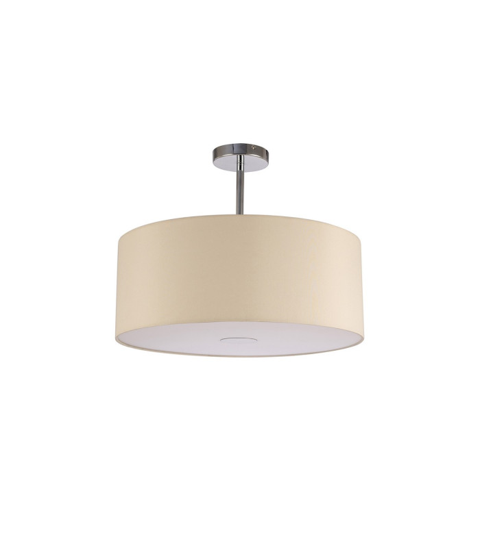 Baymont Polished Chrome E27 Semi Flush With 50cm x 20cm Faux Silk Shade Ivory Pearl/White Laminate-4