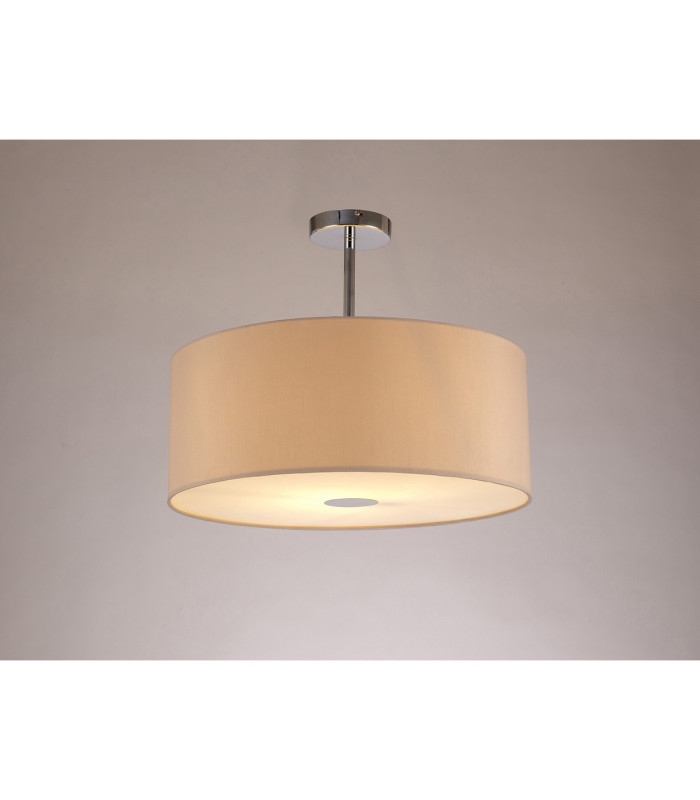 Baymont Polished Chrome E27 Semi Flush With 50cm x 20cm Dual Faux Silk Shade Nude Beige/Moonlight-2