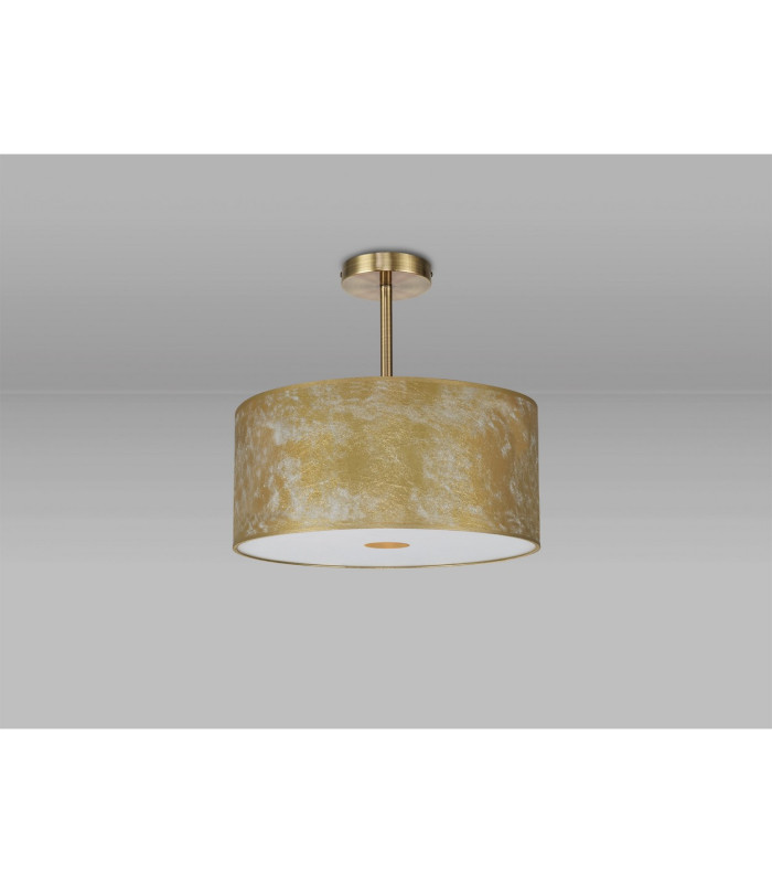 Baymont Antique Brass E27 Semi Flush Fixture With 40cm x 18cm Gold Leaf Shade With Frosted/AB Acrylic Diffuser-13