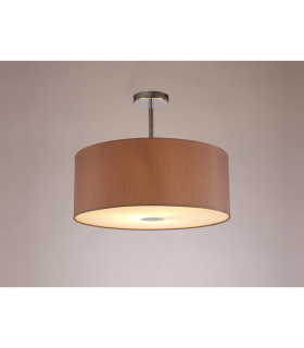Baymont Polished Chrome E27 Semi Flush With 50cm x 20cm Dual Faux Silk Shade Taupe/Halo Gold-2