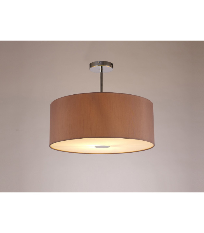 Baymont Polished Chrome E27 Semi Flush With 50cm x 20cm Dual Faux Silk Shade Taupe/Halo Gold-2