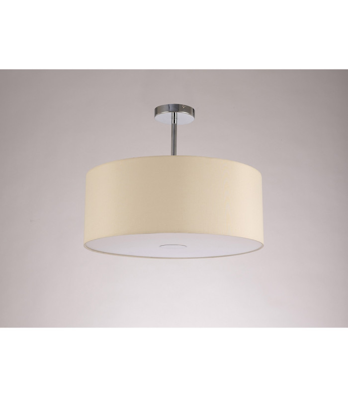 Baymont Polished Chrome E27 Semi Flush With 50cm x 20cm Faux Silk Shade Ivory Pearl/White Laminate-13