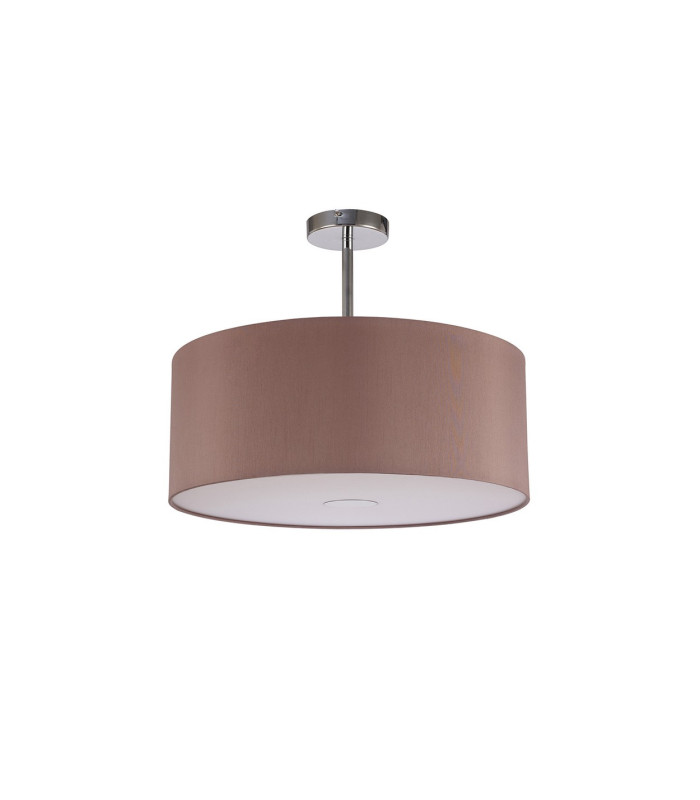 Baymont Polished Chrome E27 Semi Flush With 50cm x 20cm Dual Faux Silk Shade Taupe/Halo Gold-4