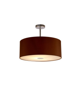 Baymont Polished Chrome E27 Semi Flush With 50cm x 20cm Dual Faux Silk Shade Raw Cocoa/Grecian Bronze-1