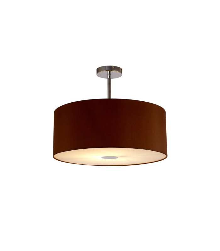 Baymont Polished Chrome E27 Semi Flush With 50cm x 20cm Dual Faux Silk Shade Raw Cocoa/Grecian Bronze-1