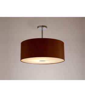Baymont Polished Chrome E27 Semi Flush With 50cm x 20cm Dual Faux Silk Shade Raw Cocoa/Grecian Bronze-2
