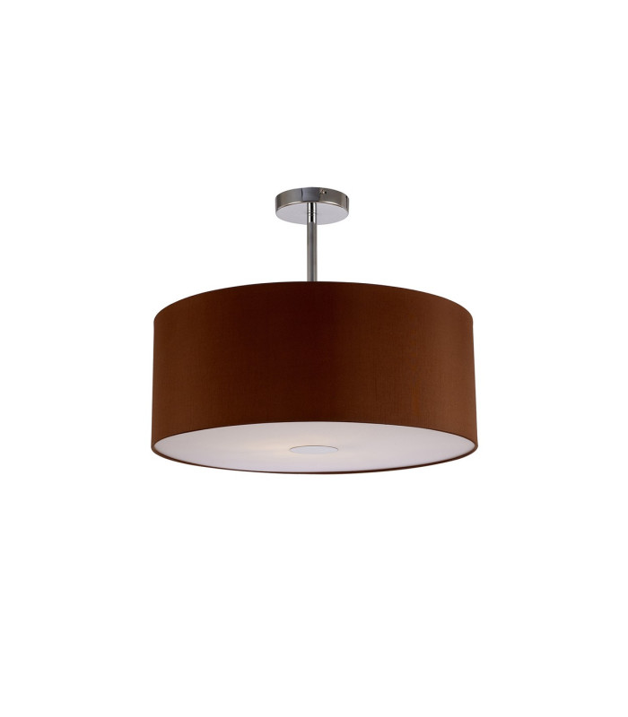 Baymont Polished Chrome E27 Semi Flush With 50cm x 20cm Dual Faux Silk Shade Raw Cocoa/Grecian Bronze-4