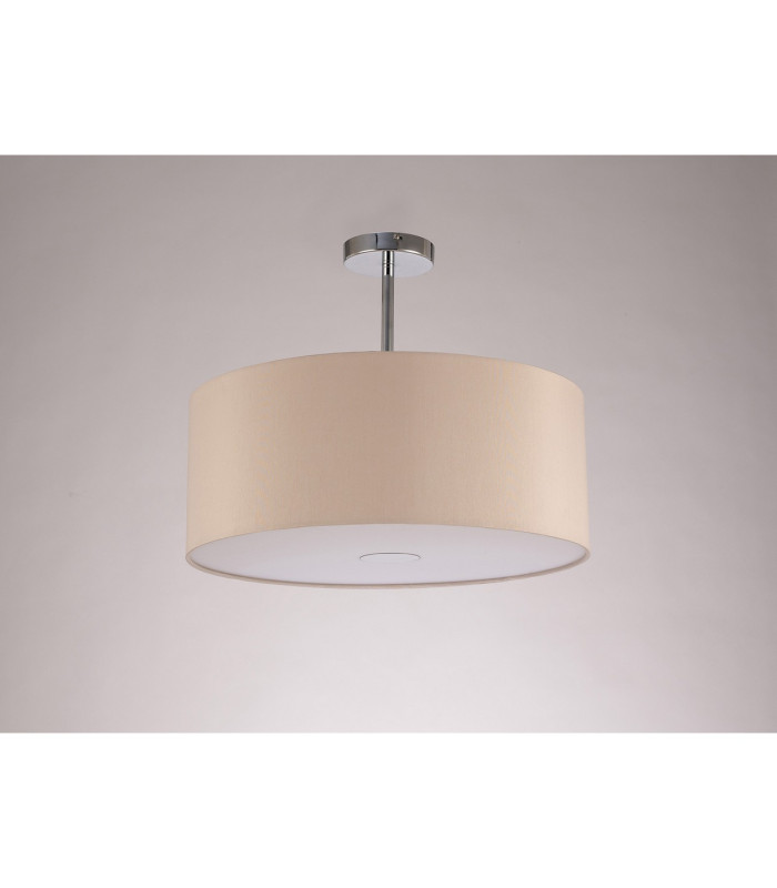 Baymont Polished Chrome E27 Semi Flush With 50cm x 20cm Dual Faux Silk Shade Nude Beige/Moonlight-13