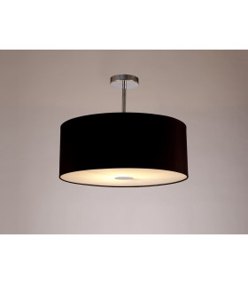 Baymont Polished Chrome E27 Semi Flush With 50cm x 20cm Dual Faux Silk Shade Black/Green Olive-2