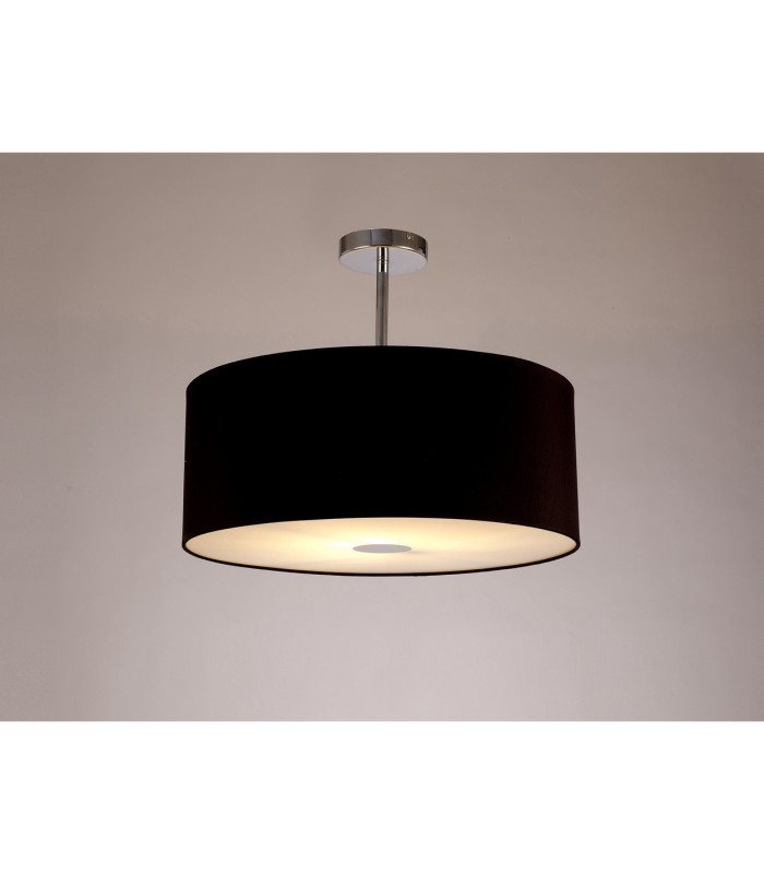 Baymont Polished Chrome E27 Semi Flush With 50cm x 20cm Dual Faux Silk Shade Black/Green Olive-2