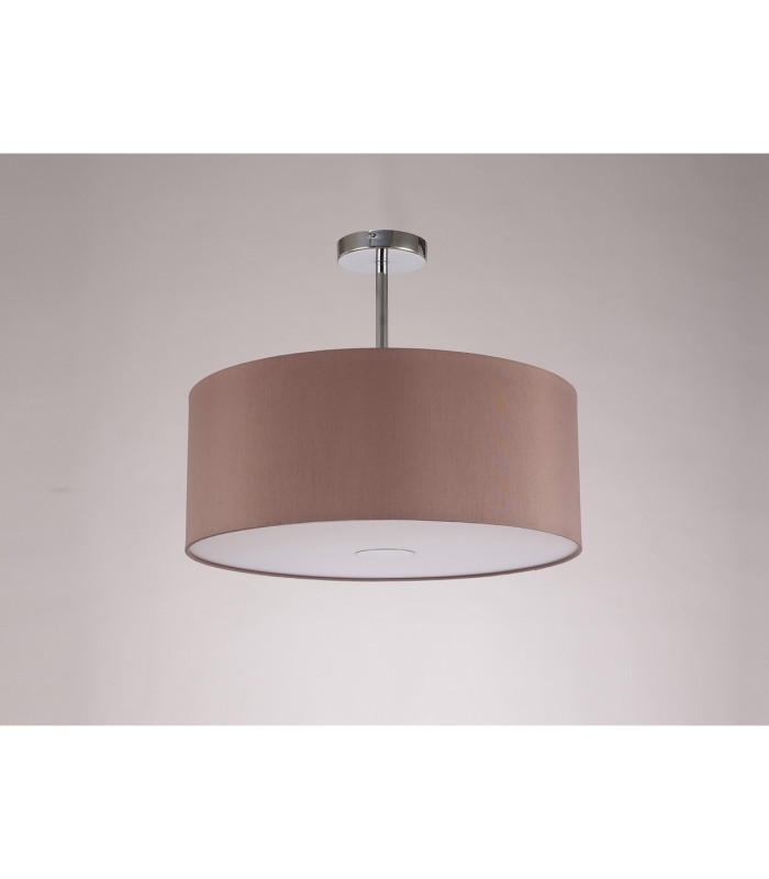 Baymont Polished Chrome E27 Semi Flush With 50cm x 20cm Dual Faux Silk Shade Taupe/Halo Gold-13