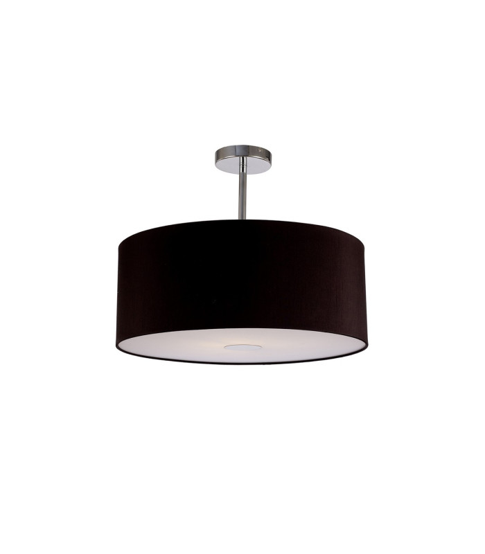 Baymont Polished Chrome E27 Semi Flush With 50cm x 20cm Dual Faux Silk Shade Black/Green Olive-4