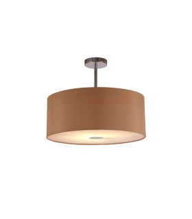 Baymont Polished Chrome E27 Semi Flush With 50cm x 20cm Dual Faux Silk Shade Antique Gold/Ruby-1