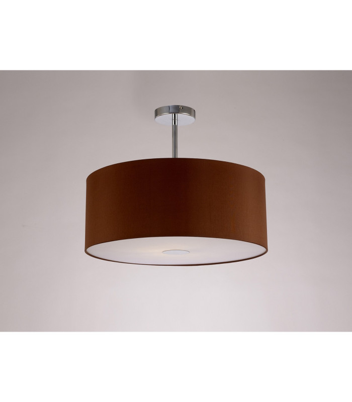 Baymont Polished Chrome E27 Semi Flush With 50cm x 20cm Dual Faux Silk Shade Raw Cocoa/Grecian Bronze-13