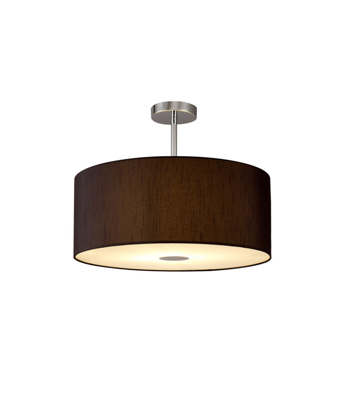 Baymont Polished Chrome E27 Semi Flush With 50cm x 20cm Faux Silk Shade Black/White Laminate-1