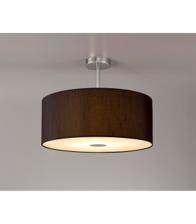 Baymont Polished Chrome E27 Semi Flush With 50cm x 20cm Faux Silk Shade Black/White Laminate-2