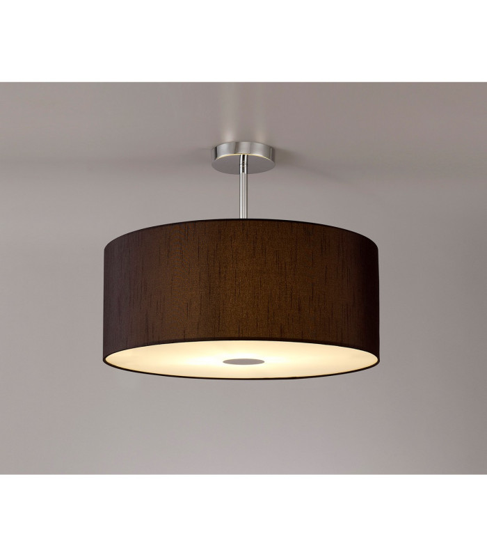 Baymont Polished Chrome E27 Semi Flush With 50cm x 20cm Faux Silk Shade Black/White Laminate-2