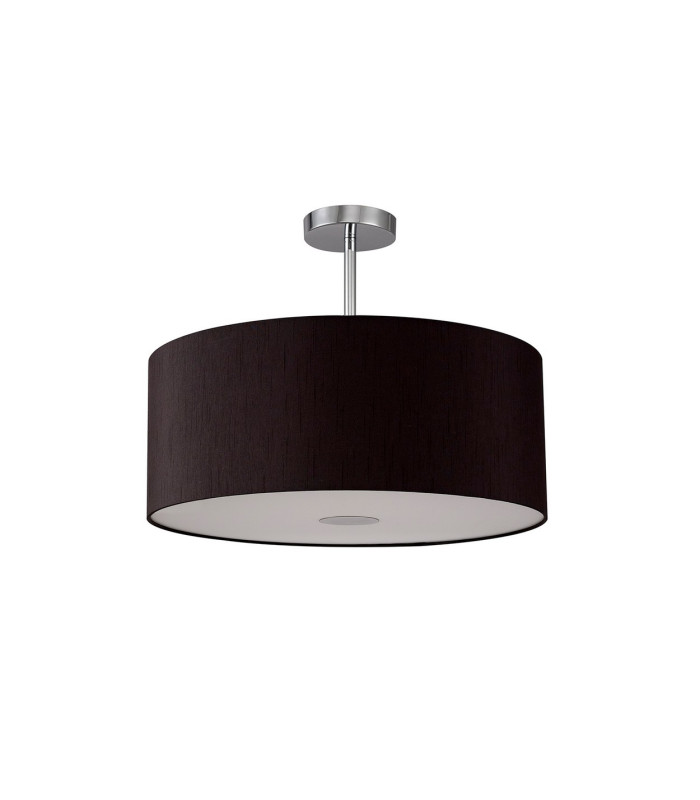 Baymont Polished Chrome E27 Semi Flush With 50cm x 20cm Faux Silk Shade Black/White Laminate-4