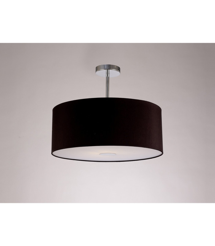 Baymont Polished Chrome E27 Semi Flush With 50cm x 20cm Dual Faux Silk Shade Black/Green Olive-13